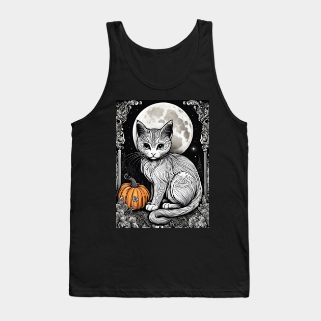 Halloween Kitty Tank Top by FineArtworld7